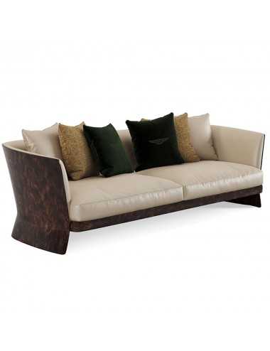 Sofá 3 plazas Newent madera nogal de rebabas cuero Bentley Home - 1