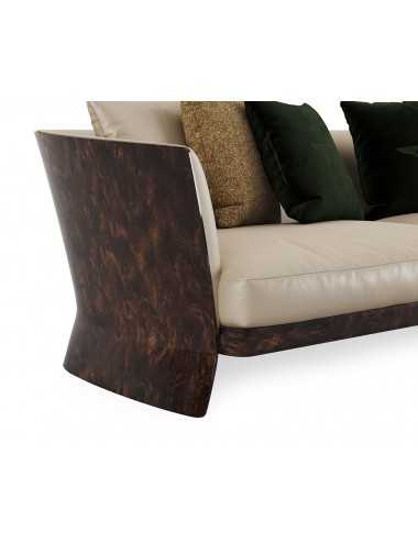 Sofá 3 plazas Newent madera nogal de rebabas cuero Bentley Home - 3