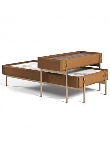 Set 2 mesas centro V216 mármol cuero metal canaletto Aston Martin - 1