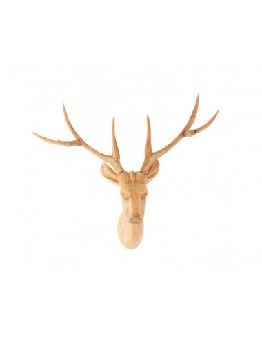 Busto Ciervo Madera De Teka 70x70x75 Estilo Nórdico - 1