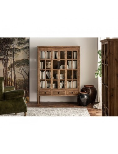 Vitrina Tartu Madera De Olmo 130x45x175 Estilo Colonial - 9