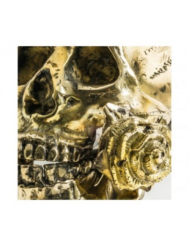 Figura Decorativa Calavera Corona Bronce 24x26x18 Estilo Art Deco - 1