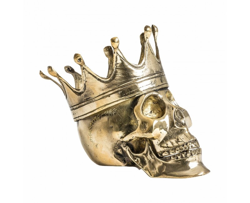 Figura Decorativa Calavera Bronce 19x12x14 Estilo Art Deco - 1