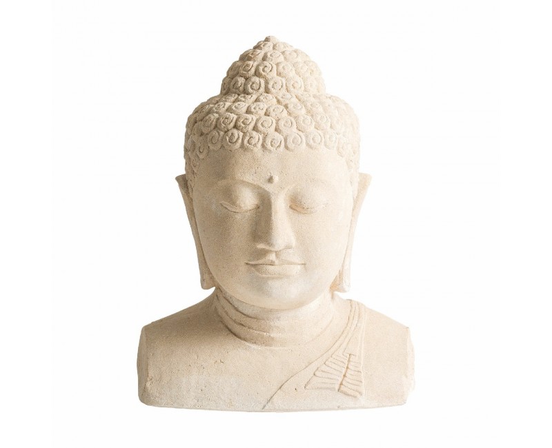 Busto Budha Cemento 53x40x70 Estilo Oriental - 1
