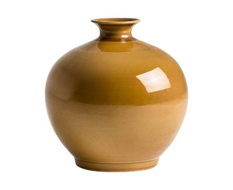 Jarrón Mostaza Cerámica 31x31x32 Estilo Colonial - 1