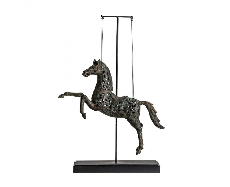 Figura Decorativa Caballo Madera Tropical 60x17x92 Estilo Contemporáneo - 1