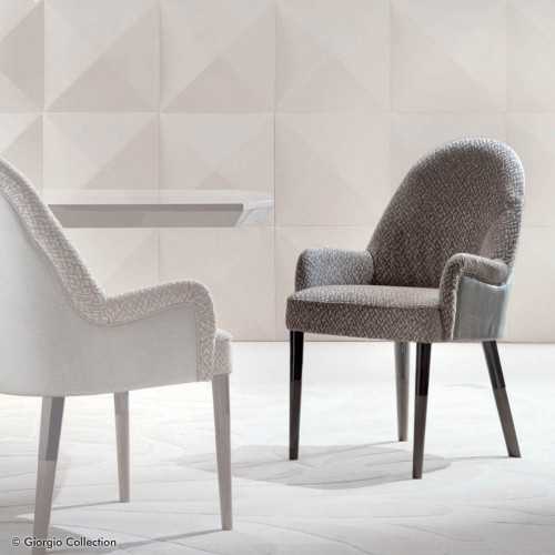 Butaca de comedor Alchemy madera maciza de haya tapizada tela o cuero - 1