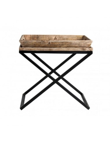 Mesa Auxiliar Newak Madera De Mango 55x45x53 Estilo Industrial - 1