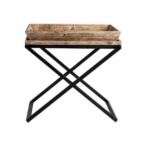 Mesa Auxiliar Newak Madera De Mango 55x45x53 Estilo Industrial - 1