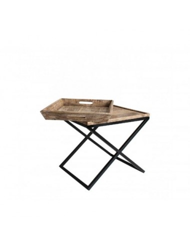 Mesa Auxiliar Newak Madera De Mango 55x45x53 Estilo Industrial - 3