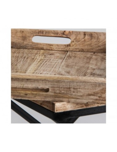 Mesa Auxiliar Newak Madera De Mango 55x45x53 Estilo Industrial - 5