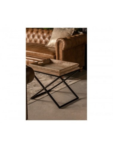 Mesa Auxiliar Newak Madera De Mango 55x45x53 Estilo Industrial - 9