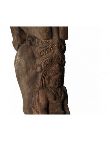Escultura Madera De Teka Reciclada 20x13x84 Estilo Étnico - 3