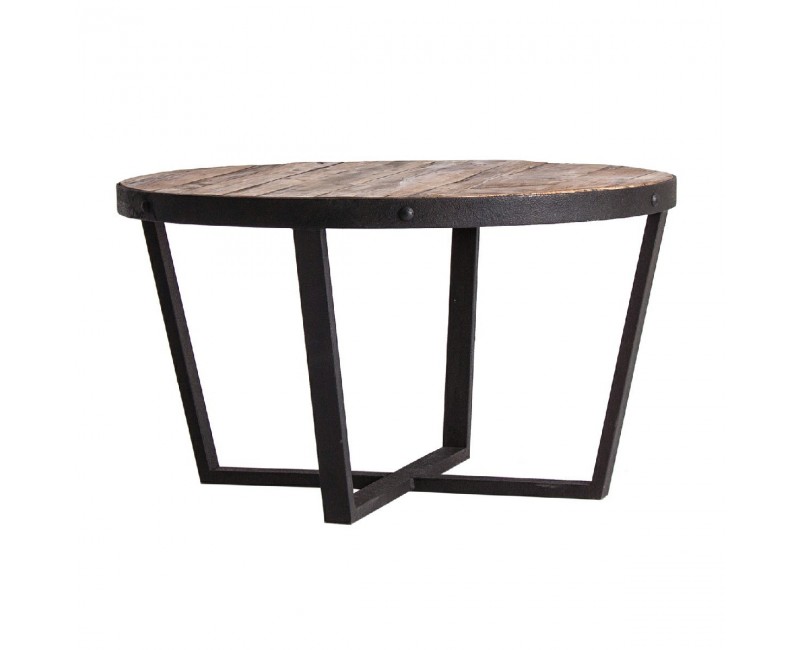 Mesa De Centro Minot Madera De Pino Reciclado 80x80x45 Estilo Industrial - 1