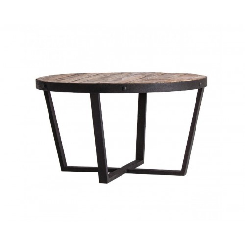 Mesa De Centro Minot Madera De Pino Reciclado 80x80x45 Estilo Industrial - 1