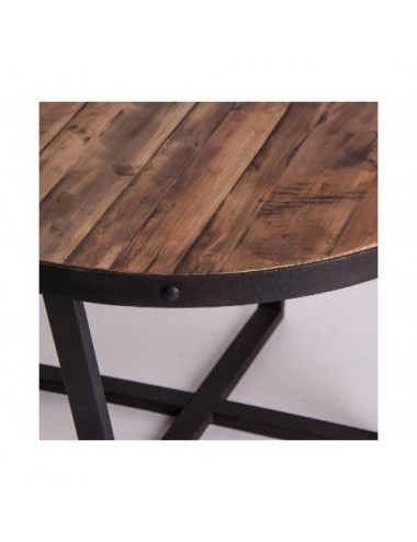 Mesa De Centro Minot Madera De Pino Reciclado 80x80x45 Estilo Industrial - 4