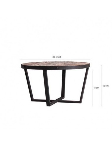 Mesa De Centro Minot Madera De Pino Reciclado 80x80x45 Estilo Industrial - 6