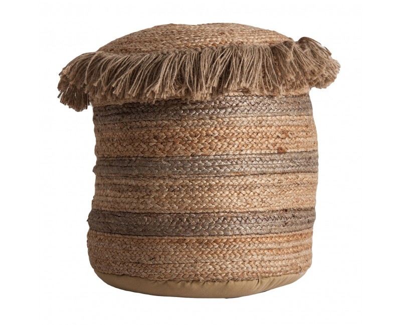 Puff Tassarolo Yute 43x43x45 Estilo Vintage - 1