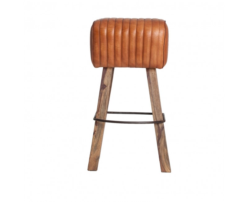 Taburete Almstock Cuero 43x34x75 Estilo Vintage - 1
