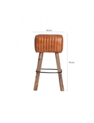 Taburete Almstock Cuero 43x34x75 Estilo Vintage - 4