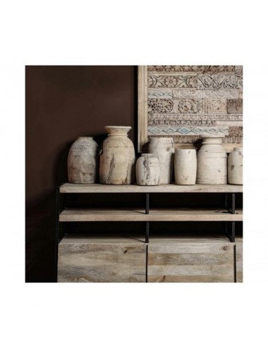 Jarrón Raynal Madera Suar 25x25x29 Estilo Étnico - 5