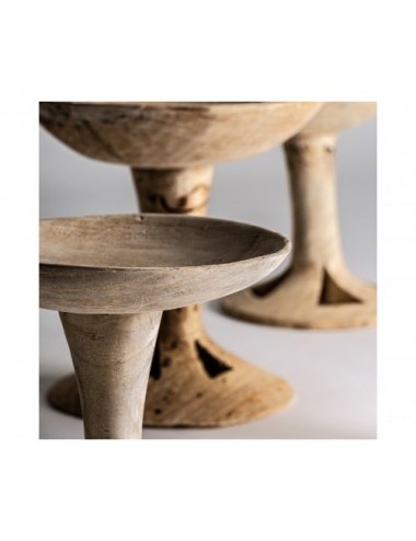 Centro De Mesa Raynal Madera Suar 16x16x27 Estilo Étnico - 4