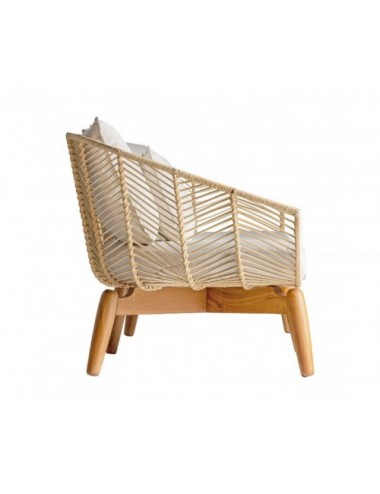 Sofá Plissé Rattan Madera De Mahogany 240x78x81 Estilo Nórdico - 3