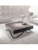 Mesa de centro cuadrada Alchemy sicómoro tigre africano acero gris oscuro - 1
