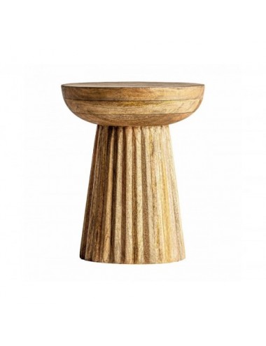 Mesa Auxiliar Plissé Wood Madera De Mango 38x38x48 Estilo Contemporáneo - 1