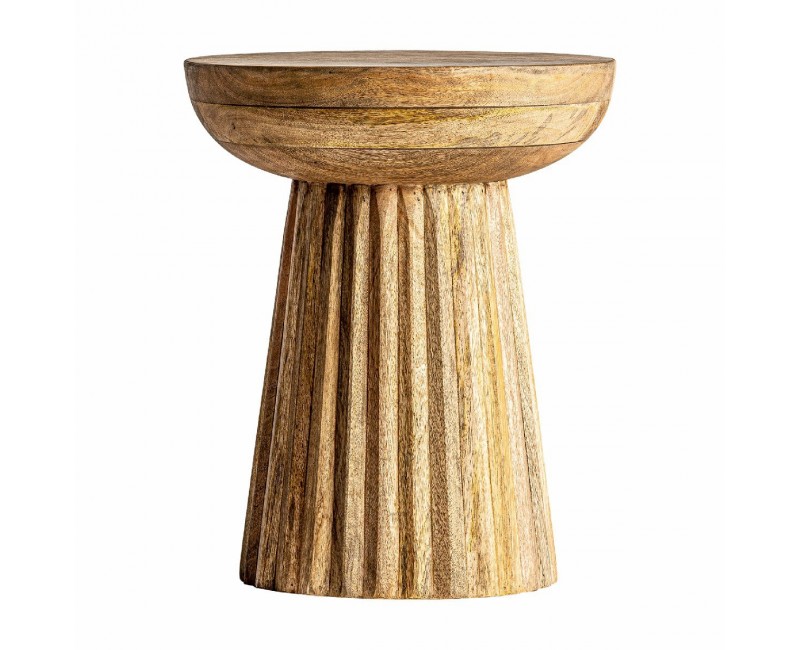 Mesa Auxiliar Plissé Wood Madera De Mango 38x38x48 Estilo Contemporáneo - 1