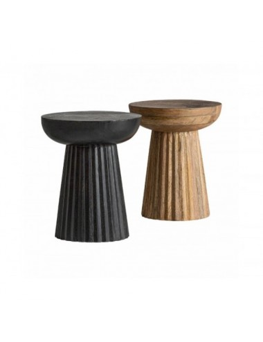 Mesa Auxiliar Plissé Wood Madera De Mango 38x38x48 Estilo Contemporáneo - 4
