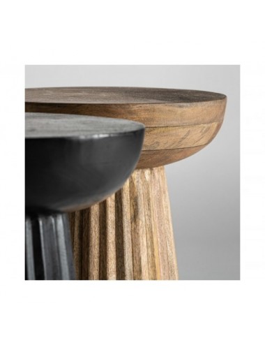 Mesa Auxiliar Plissé Wood Madera De Mango 38x38x48 Estilo Contemporáneo - 5