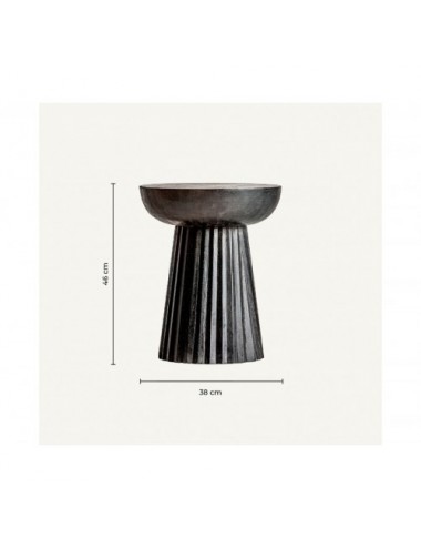 Mesa Auxiliar Plissé Wood Madera De Mango 38x38x48 Estilo Contemporáneo - 9