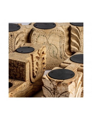 Portavela Argeen Madera De Teka 82x12x13 Estilo Étnico - 4