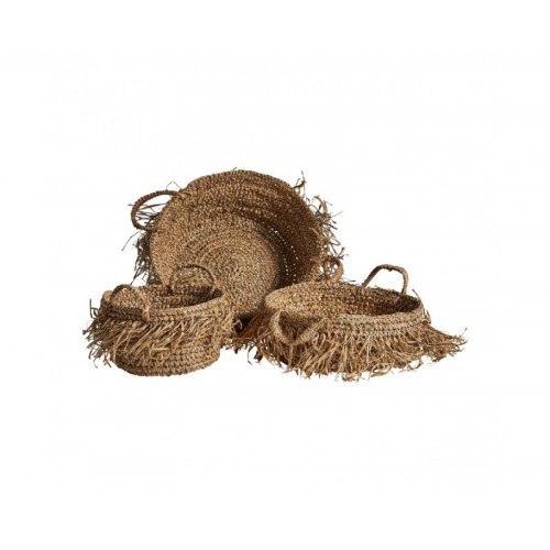 Cesto Nazombe J 3 Fibra Natural 37x37x22 30x30x18 25x25x14 Estilo Clásico - 1