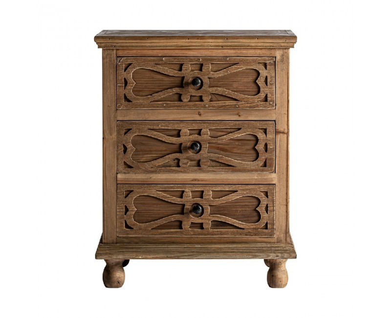 Mesita De Noche Rumford Madera De Pino Reciclado 56x44x70 Estilo Colonial - 1