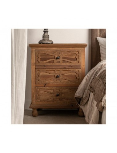 Mesita De Noche Rumford Madera De Pino Reciclado 56x44x70 Estilo Colonial - 8