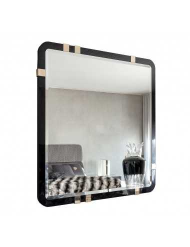 Espejo cuadrado con cristal biselado marco poliéster acero dorado Colección Charisma - 4