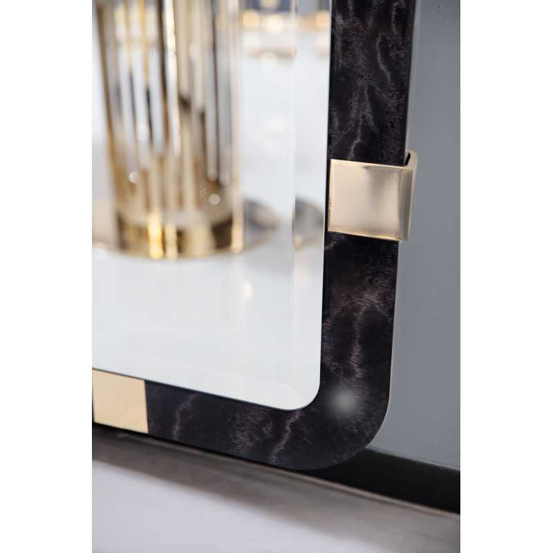 Espejo cuadrado con cristal biselado marco poliéster acero dorado