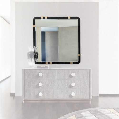 Espejo cuadrado con cristal biselado marco poliéster acero dorado Colección Charisma - 1