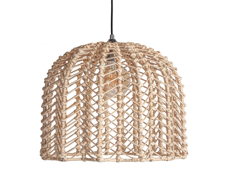 Lámpara De Colgar Plissé Rattan Ratán 42x42x32 Estilo Nórdico - 1