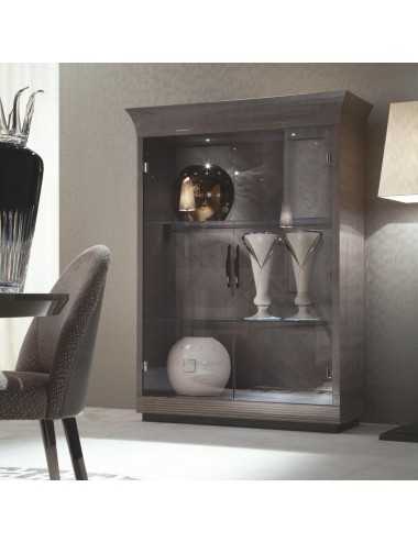 Vitrina Alchemy sicómoro tigre africano acero gris oscuro 2 puertas - 3