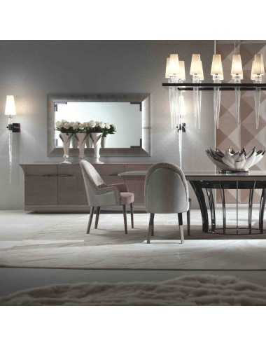 Butaca de comedor Alchemy madera maciza de haya tapizada tela o cuero - 1