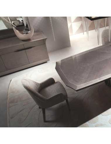 Butaca de comedor Alchemy madera maciza de haya tapizada tela o cuero - 3