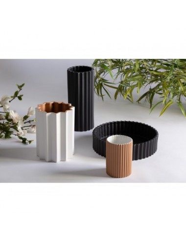 Jarrón Plissé Stone Cerámica 18x18x40 Estilo Art Deco - 9