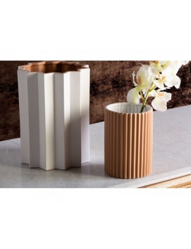 Jarrón Plissé Stone Cerámica 22x22x29 Estilo Art Deco - 8