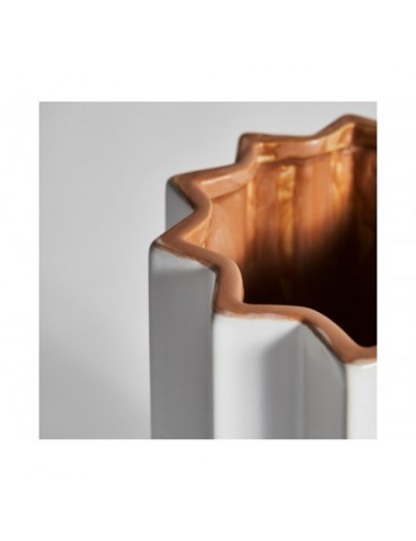 Jarrón Plissé Stone Cerámica 15x14x20 Estilo Art Deco - 1