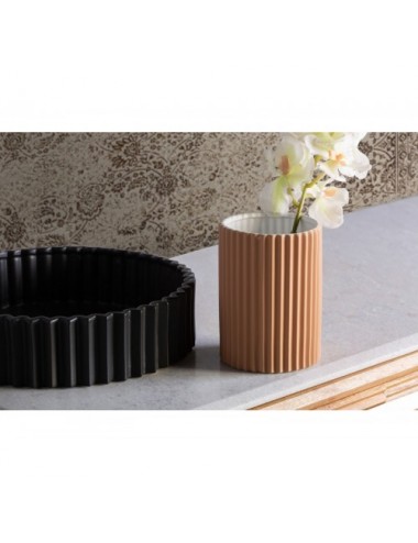 Jarrón Plissé Stone Cerámica 15x14x20 Estilo Art Deco - 9