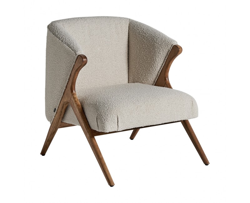 Sillón Prati Bouclé Madera De Pino 73x83x80 Estilo Colonial - 1