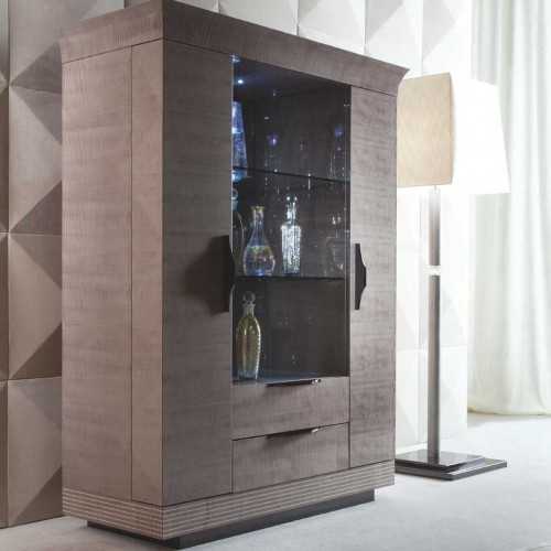 Mueble bar Alchemy sicómoro tigre africano 2 puertas cristal